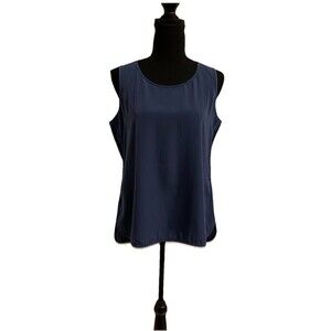 Chicos Size 0 Womens Small S Top Tank Sleeveless Blue Satin Shell